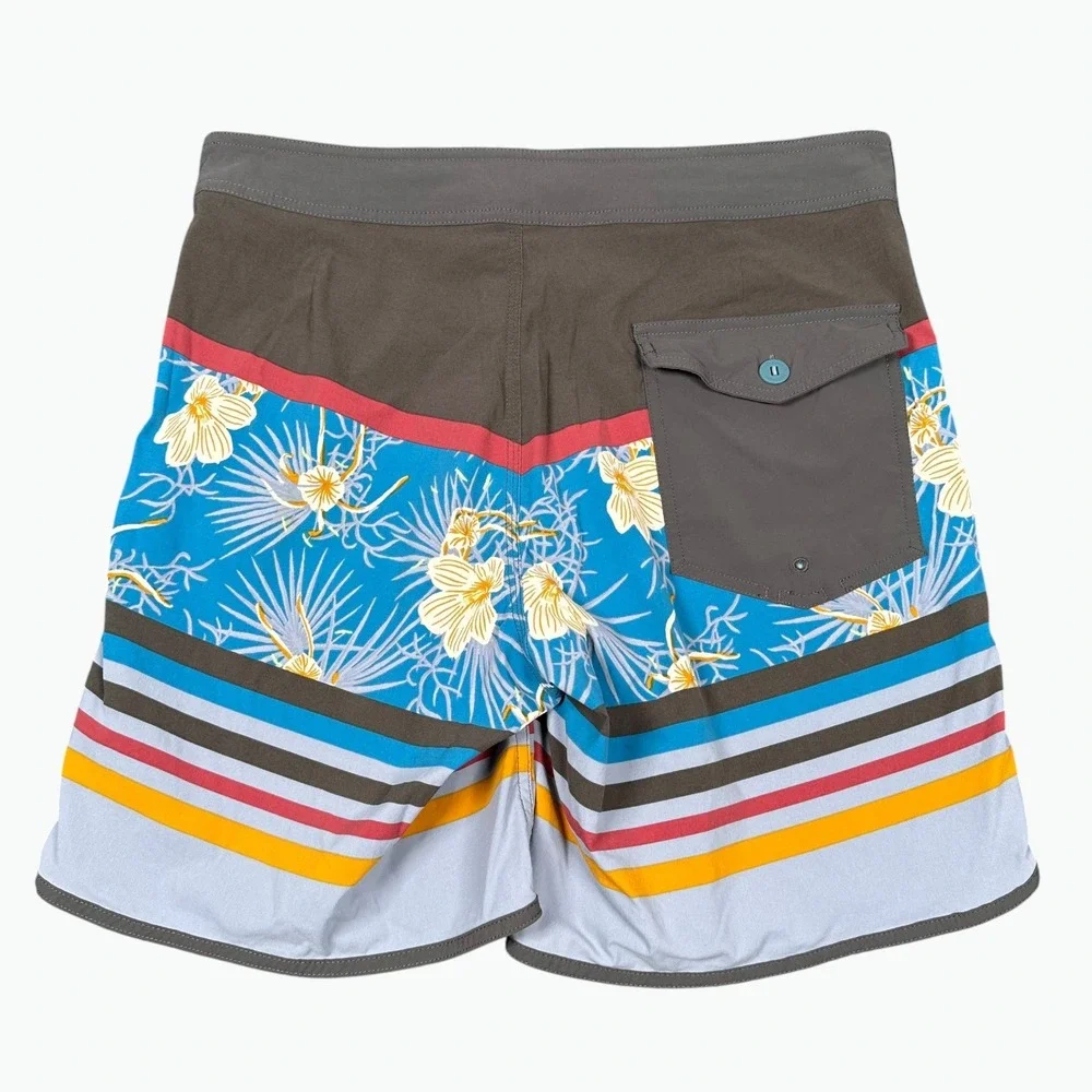 Patagonia Board Shorts Mens 32 Blue Multicolor Scallop‎ Hem Floral Striped Print